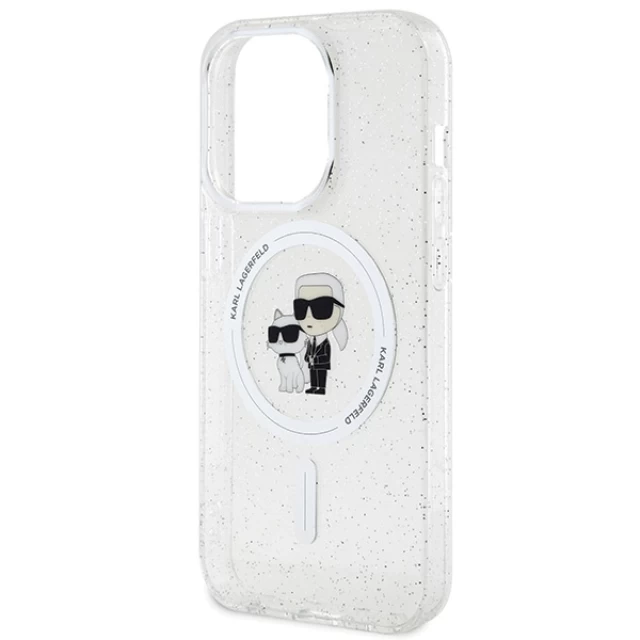 Чохол Karl Lagerfeld Karl&Choupette Glitter для iPhone 15 Pro Transparent with MagSafe (KLHMP15LHGKCNOT)