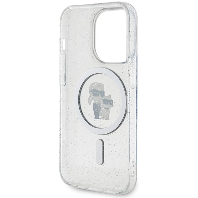 Чехол Karl Lagerfeld Karl&Choupette Glitter для iPhone 15 Pro Transparent with MagSafe (KLHMP15LHGKCNOT)