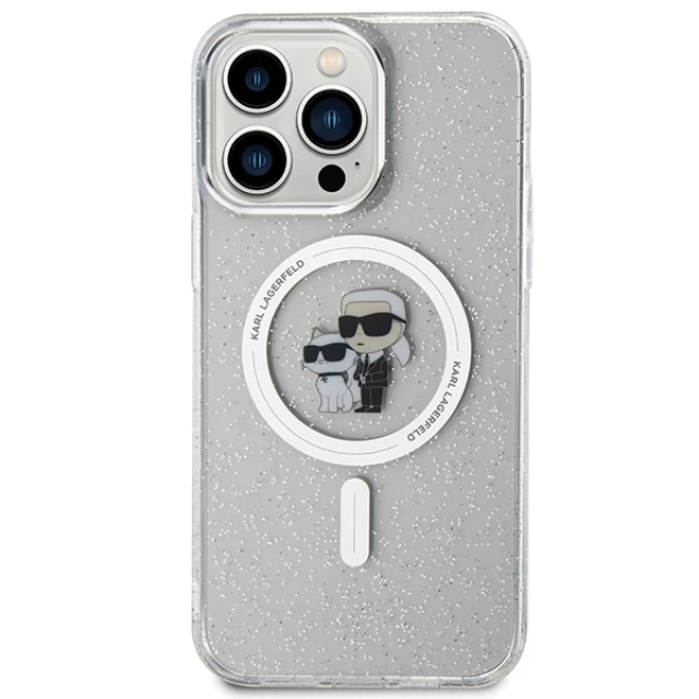 Чехол Karl Lagerfeld Karl&Choupette Glitter для iPhone 15 Pro Max Transparent with MagSafe (KLHMP15XHGKCNOT)