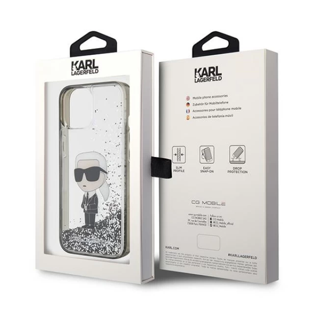 Чохол Karl Lagerfeld Liquid Glitter Ikonik для iPhone 15 Transparent (KLHCP15SLKKNSK)