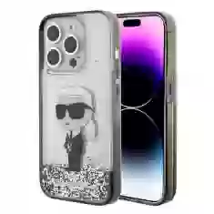 Чехол Karl Lagerfeld Liquid Glitter Ikonik для iPhone 15 Pro Transparent (KLHCP15LLKKNSK)