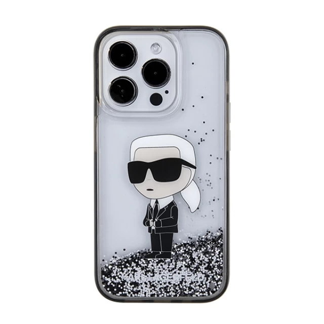 Чехол Karl Lagerfeld Liquid Glitter Ikonik для iPhone 15 Pro Max Transparent (KLHCP15XLKKNSK)