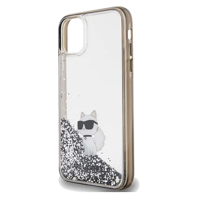 Чохол Karl Lagerfeld Liquid Glitter Choupette для iPhone 11 | XR Transparent (KLHCN61LKCNSK)