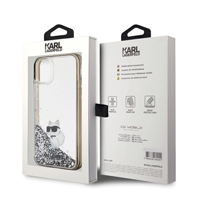 Чехол Karl Lagerfeld Liquid Glitter Choupette для iPhone 11 | XR Transparent (KLHCN61LKCNSK)