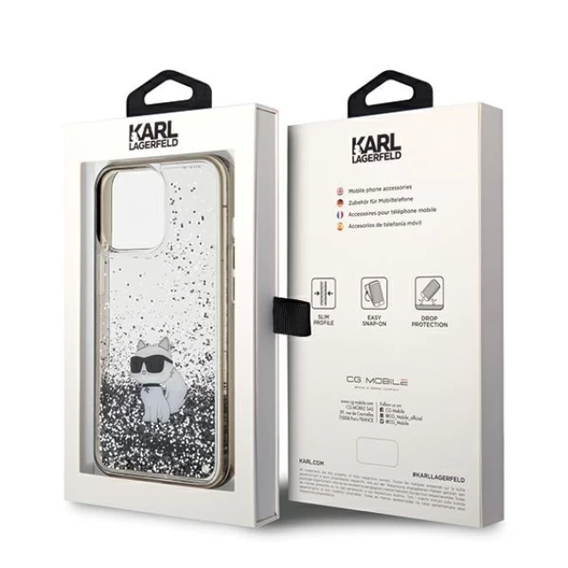 Чехол Karl Lagerfeld Liquid Glitter Choupette для iPhone 13 Pro Max Transparent (KLHCP13XLKCNSK)