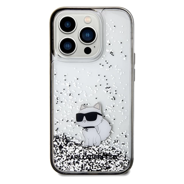 Чохол Karl Lagerfeld Liquid Glitter Choupette для iPhone 14 Pro Transparent (KLHCP14LLKCNSK)