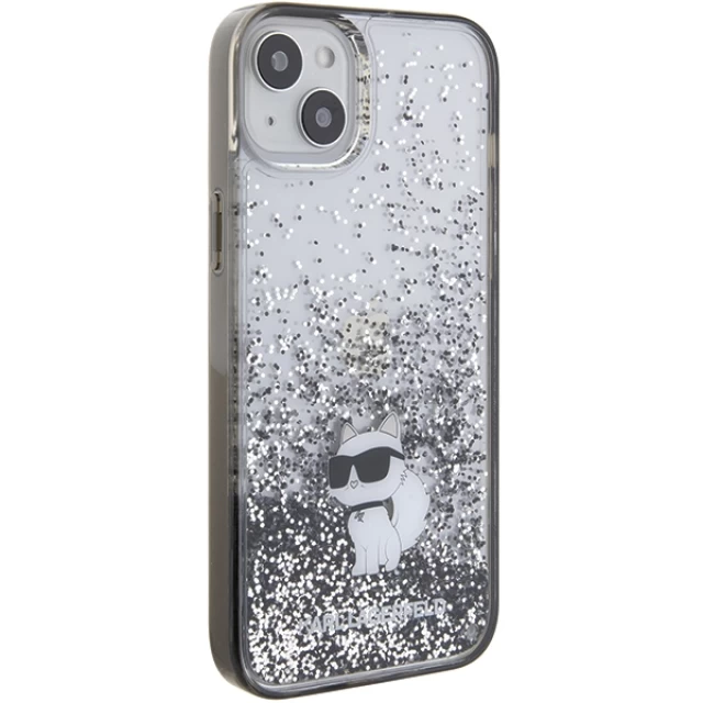 Чохол Karl Lagerfeld Liquid Glitter Choupette для iPhone 15 Plus Transparent (KLHCP15MLKCNSK)