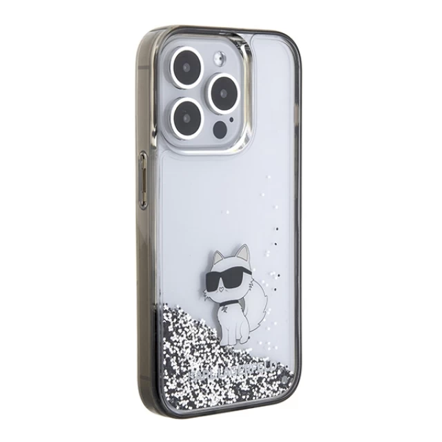 Чохол Karl Lagerfeld Liquid Glitter Choupette для iPhone 15 Pro Max Transparent (KLHCP15XLKCNSK)