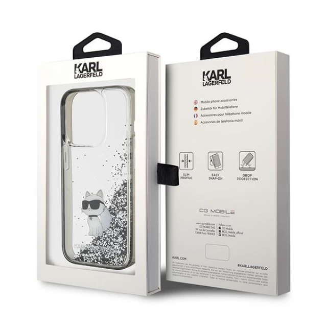 Чохол Karl Lagerfeld Liquid Glitter Choupette для iPhone 15 Pro Max Transparent (KLHCP15XLKCNSK)