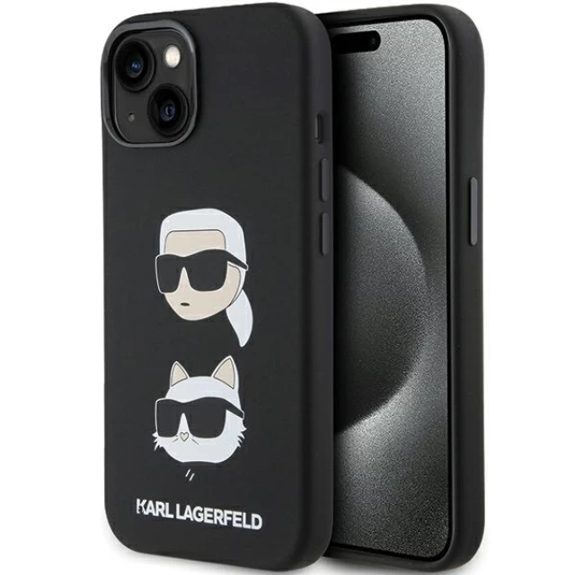 Чехол Karl Lagerfeld Silicone Karl & Choupette Head для iPhone 15 Black (KLHCP15SSDHKCNK)
