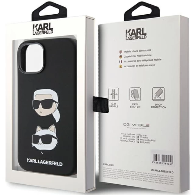 Чохол Karl Lagerfeld Silicone Karl & Choupette Head для iPhone 15 Plus Black (KLHCP15MSDHKCNK)