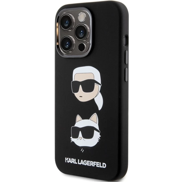 Чохол Karl Lagerfeld Silicone Karl & Choupette Head для iPhone 15 Pro Black (KLHCP15LSDHKCNK)