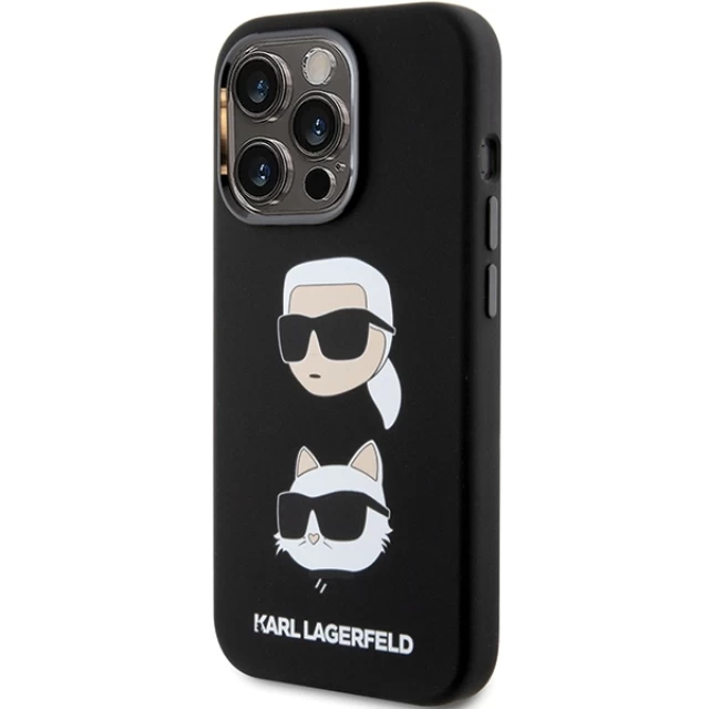 Чехол Karl Lagerfeld Silicone Karl & Choupette Head для iPhone 15 Pro Black (KLHCP15LSDHKCNK)