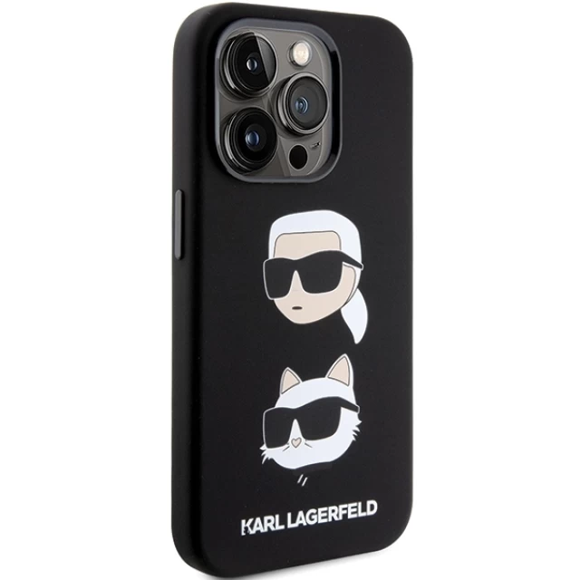 Чохол Karl Lagerfeld Silicone Karl & Choupette Head для iPhone 15 Pro Black (KLHCP15LSDHKCNK)