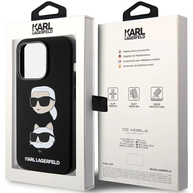 Чехол Karl Lagerfeld Silicone Karl & Choupette Head для iPhone 15 Pro Black (KLHCP15LSDHKCNK)