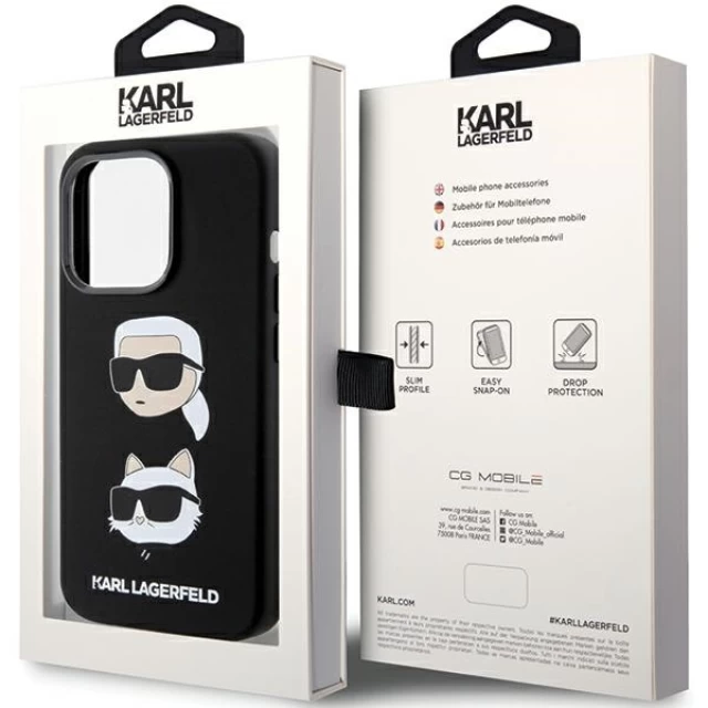 Чохол Karl Lagerfeld Silicone Karl & Choupette Head для iPhone 15 Pro Black (KLHCP15LSDHKCNK)