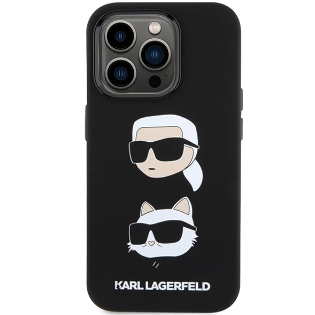 Чохол Karl Lagerfeld Silicone Karl & Choupette Head для iPhone 15 Pro Max Black (KLHCP15XSDHKCNK)