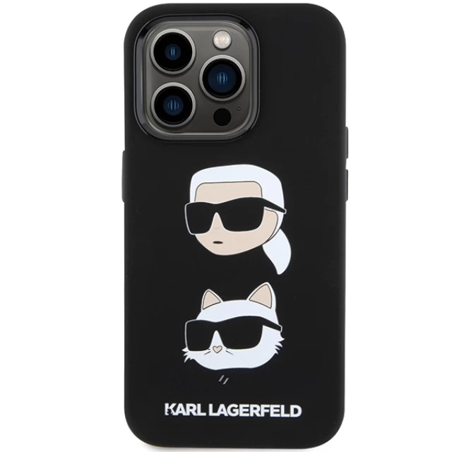 Чехол Karl Lagerfeld Silicone Karl & Choupette Head для iPhone 15 Pro Max Black (KLHCP15XSDHKCNK)