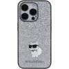 Чехол Karl Lagerfeld Fixed Glitter Choupette Logo Metal Pin для iPhone 15 Pro Max Silver (KLHCP15XGCNPSG)