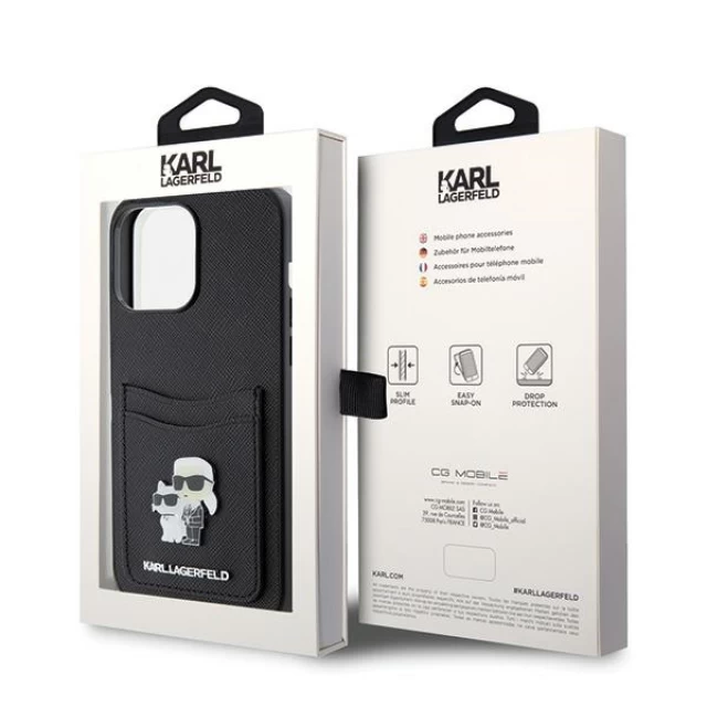 Чохол Karl Lagerfeld Saffiano Cardslot KC Metal Pin для iPhone 15 Pro Max Black (KLHCP15XSAPKCNPK)