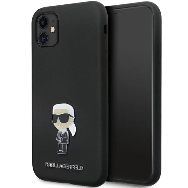 Чехол Karl Lagerfeld Silicone Ikonik Metal Pin для iPhone 11 | XR Black (KLHCN61SMHKNPK)