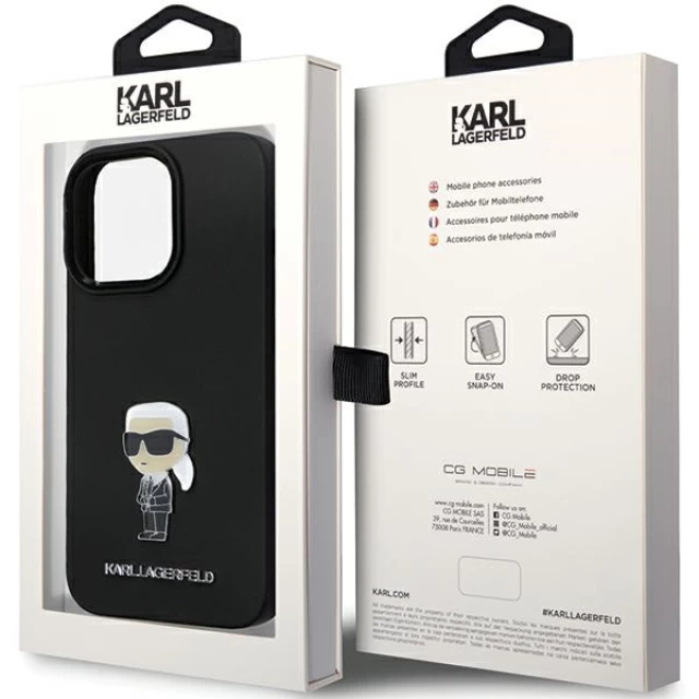 Чохол Karl Lagerfeld Silicone Ikonik Metal Pin для iPhone 13 | 13 Pro Black (KLHCP13LSMHKNPK)