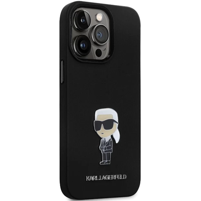 Чехол Karl Lagerfeld Silicone Ikonik Metal Pin для iPhone 13 | 13 Pro Black (KLHCP13LSMHKNPK)
