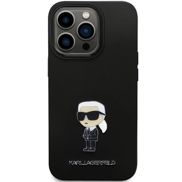 Чехол Karl Lagerfeld Silicone Ikonik Metal Pin для iPhone 14 Pro Max Black (KLHCP14XSMHKNPK)