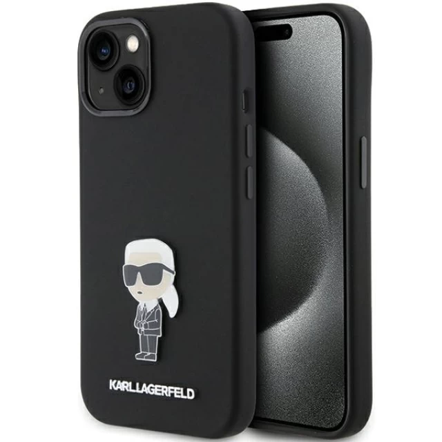 Чохол Karl Lagerfeld Silicone Ikonik Metal Pin для iPhone 15 Plus Black (KLHCP15MSMHKNPK)