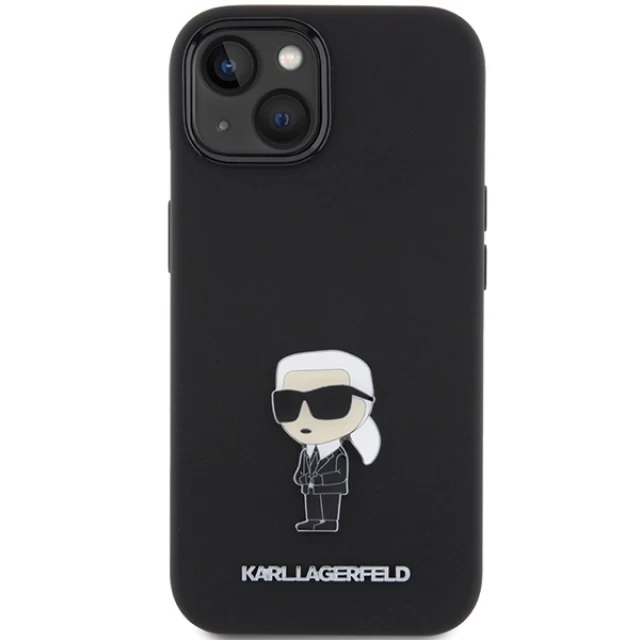 Чохол Karl Lagerfeld Silicone Ikonik Metal Pin для iPhone 15 Plus Black (KLHCP15MSMHKNPK)