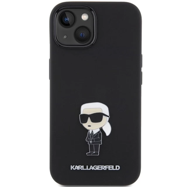 Чехол Karl Lagerfeld Silicone Ikonik Metal Pin для iPhone 15 Plus Black (KLHCP15MSMHKNPK)