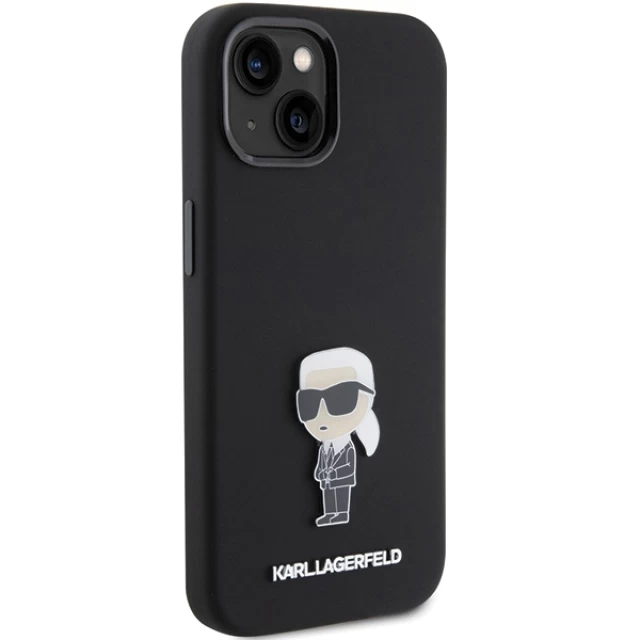 Чохол Karl Lagerfeld Silicone Ikonik Metal Pin для iPhone 15 Plus Black (KLHCP15MSMHKNPK)