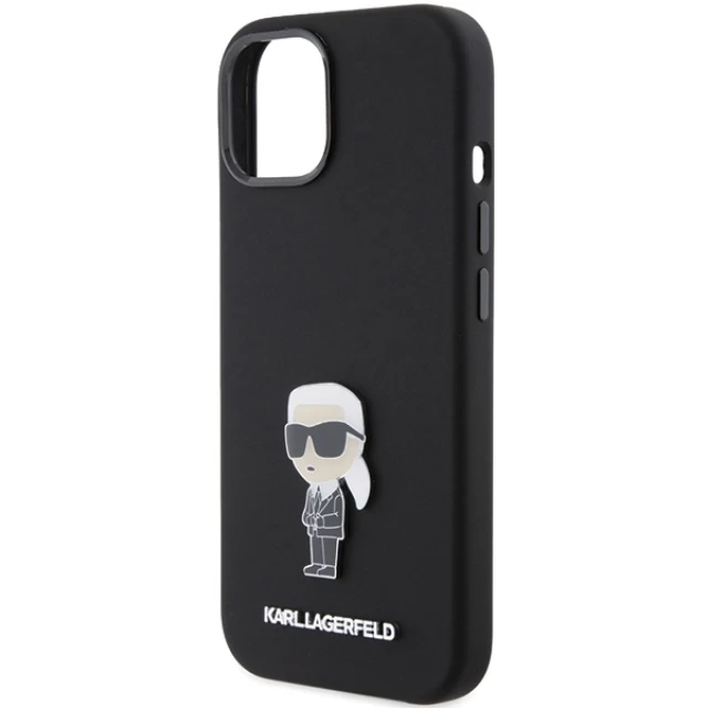 Чохол Karl Lagerfeld Silicone Ikonik Metal Pin для iPhone 15 Plus Black (KLHCP15MSMHKNPK)