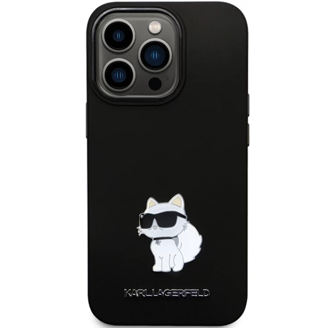 Чехол Karl Lagerfeld Silicone C Metal Pin для iPhone 14 Pro Black (KLHCP14LSMHCNPK)