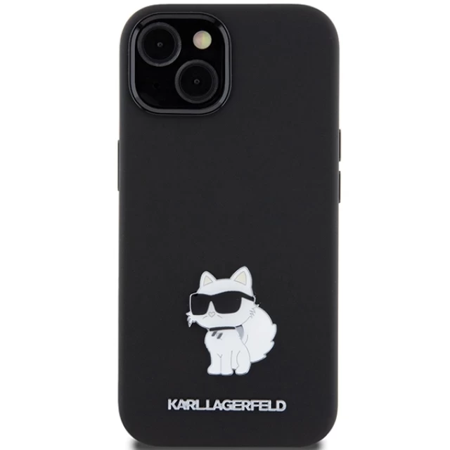 Чехол Karl Lagerfeld Silicone Choupette Metal Pin для iPhone 15 Plus Black (KLHCP15MSMHCNPK)