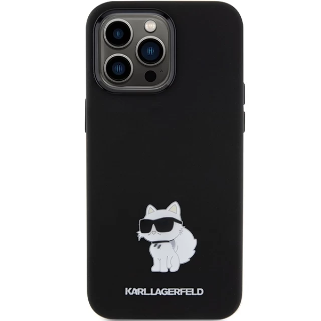 Чохол Karl Lagerfeld Silicone Choupette Metal Pin для iPhone 15 Pro Black (KLHCP15LSMHCNPK)