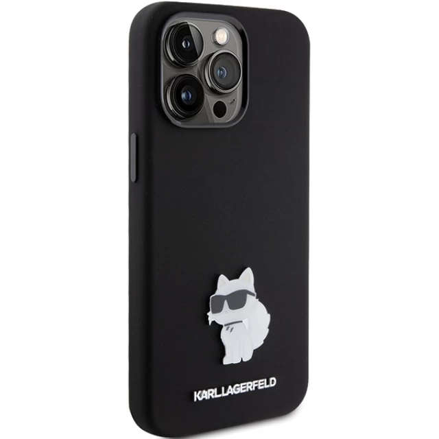 Чехол Karl Lagerfeld Silicone Choupette Metal Pin для iPhone 15 Pro Black (KLHCP15LSMHCNPK)