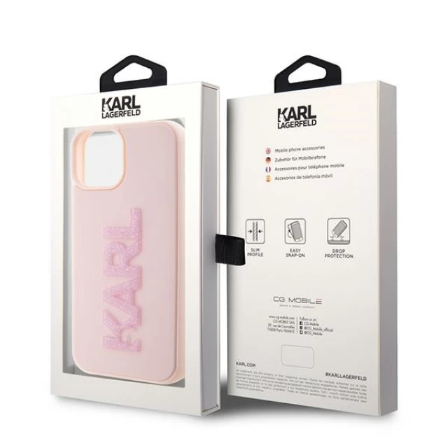 Чехол Karl Lagerfeld 3D Rubber Glitter Logo для iPhone 15 Plus Pink (KLHCP15M3DMBKCP)