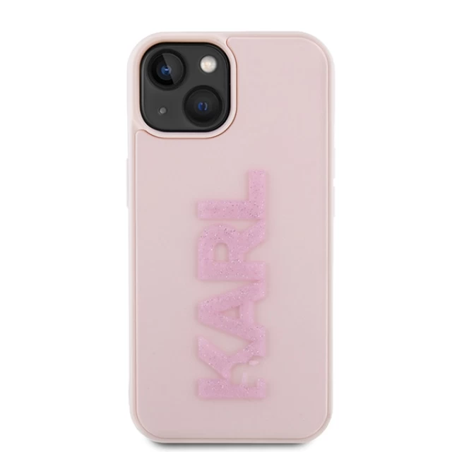Чохол Karl Lagerfeld 3D Rubber Glitter Logo для iPhone 15 Plus Pink (KLHCP15M3DMBKCP)
