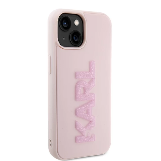 Чехол Karl Lagerfeld 3D Rubber Glitter Logo для iPhone 15 Plus Pink (KLHCP15M3DMBKCP)