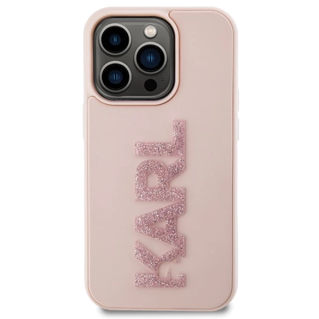 Чохол Karl Lagerfeld 3D Rubber Glitter Logo для iPhone 15 Pro Pink (KLHCP15L3DMBKCP)