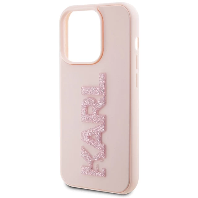 Чохол Karl Lagerfeld 3D Rubber Glitter Logo для iPhone 15 Pro Pink (KLHCP15L3DMBKCP)