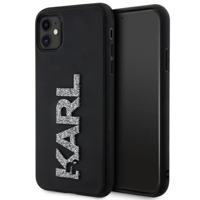 Чохол Karl Lagerfeld 3D Rubber Glitter Logo для iPhone 11 | XR Black (KLHCN613DMBKCK)