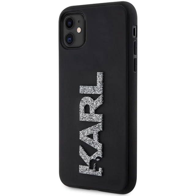 Чехол Karl Lagerfeld 3D Rubber Glitter Logo для iPhone 11 | XR Black (KLHCN613DMBKCK)