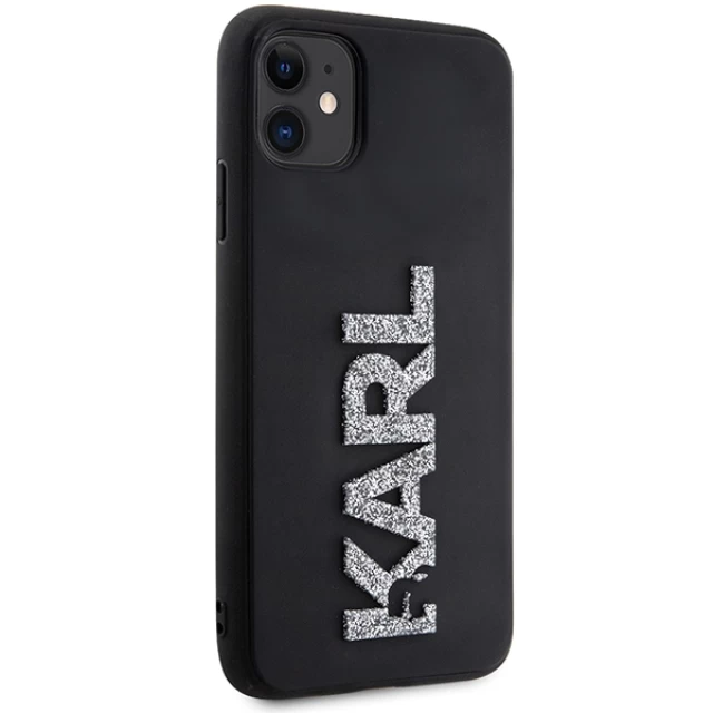 Чехол Karl Lagerfeld 3D Rubber Glitter Logo для iPhone 11 | XR Black (KLHCN613DMBKCK)