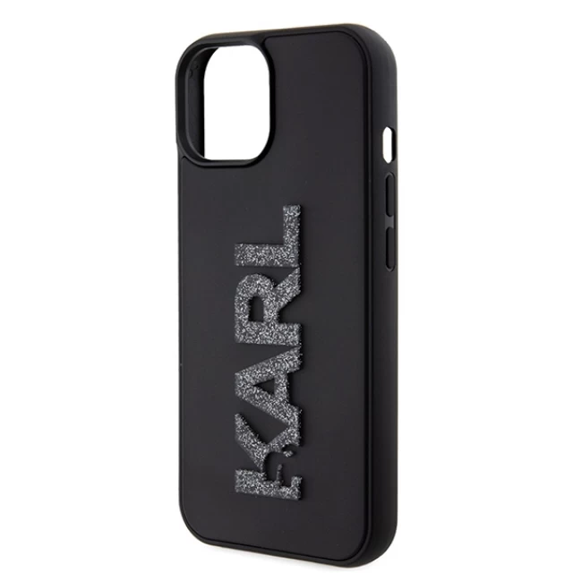 Чохол Karl Lagerfeld 3D Rubber Glitter Logo для iPhone 15 Black (KLHCP15S3DMBKCK)