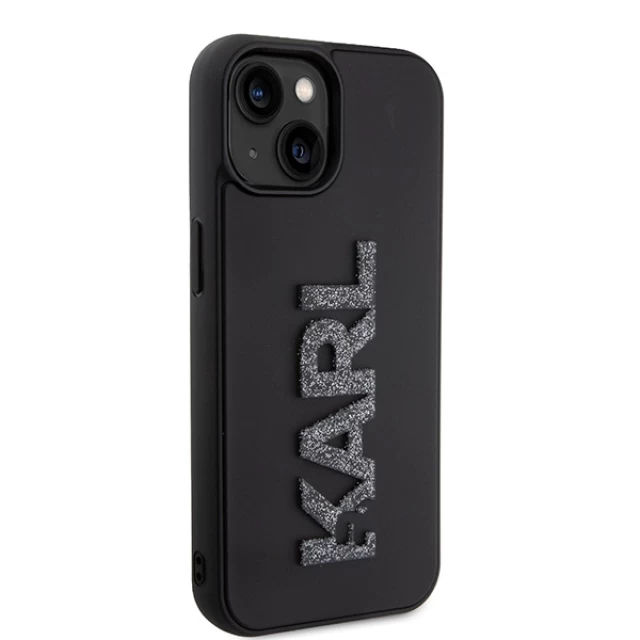 Чохол Karl Lagerfeld 3D Rubber Glitter Logo для iPhone 15 Plus Black (KLHCP15M3DMBKCK)