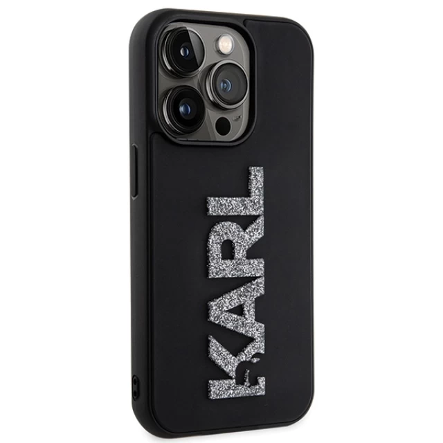 Чохол Karl Lagerfeld 3D Rubber Glitter Logo для iPhone 15 Pro Black (KLHCP15L3DMBKCK)