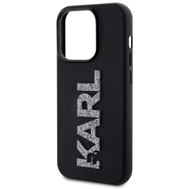 Чохол Karl Lagerfeld 3D Rubber Glitter Logo для iPhone 15 Pro Max Black (KLHCP15X3DMBKCK)