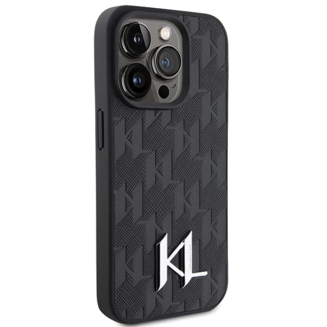 Чохол Karl Lagerfeld Leather Monogram Hot Stamp Metal Logo для iPhone 15 Pro Black (KLHCP15LPKLPKLK)